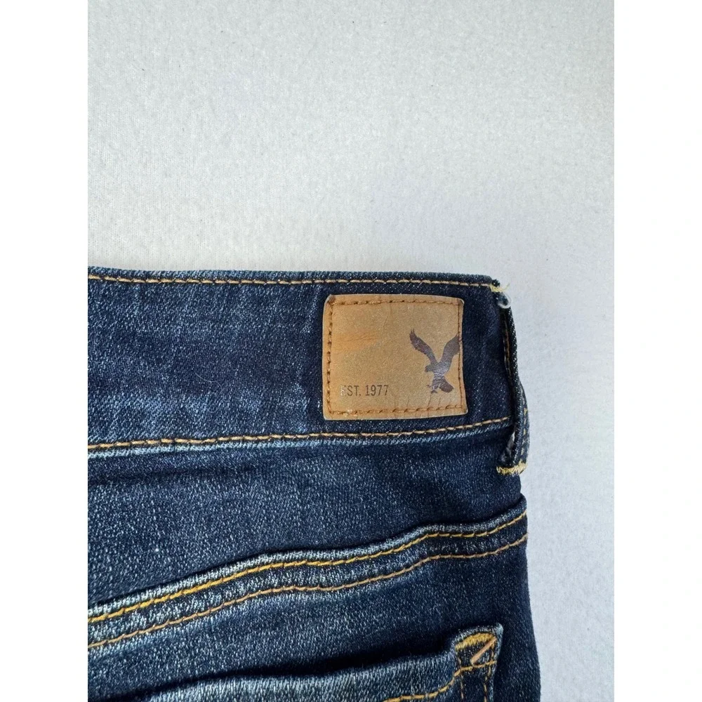 Boho American Eagle Womens‎ 14 Cutoff Shorts Dark Wash Frayed Hem Stretch Denim